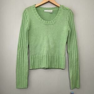 Y2K Energie Juniors Size M Green Cropped Sweater Bella Swan Coquette Dead Stock